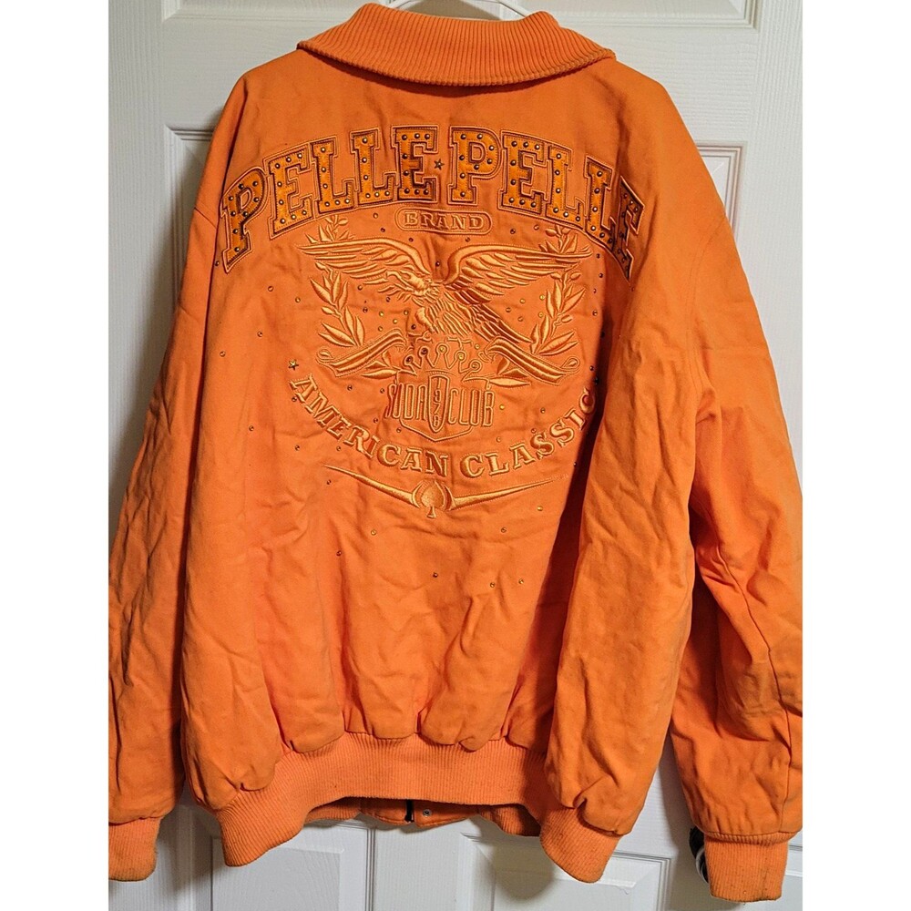 Men's Size 4XL Orange Pelle Pelle Premium Bomber Style Jacket